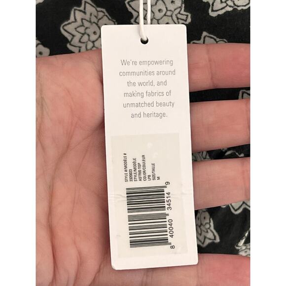 Outerknown Astrid Floral Ruffle Flutter Sleeve Blouse Top Gray Women's M NWT - Picture 7 of 11